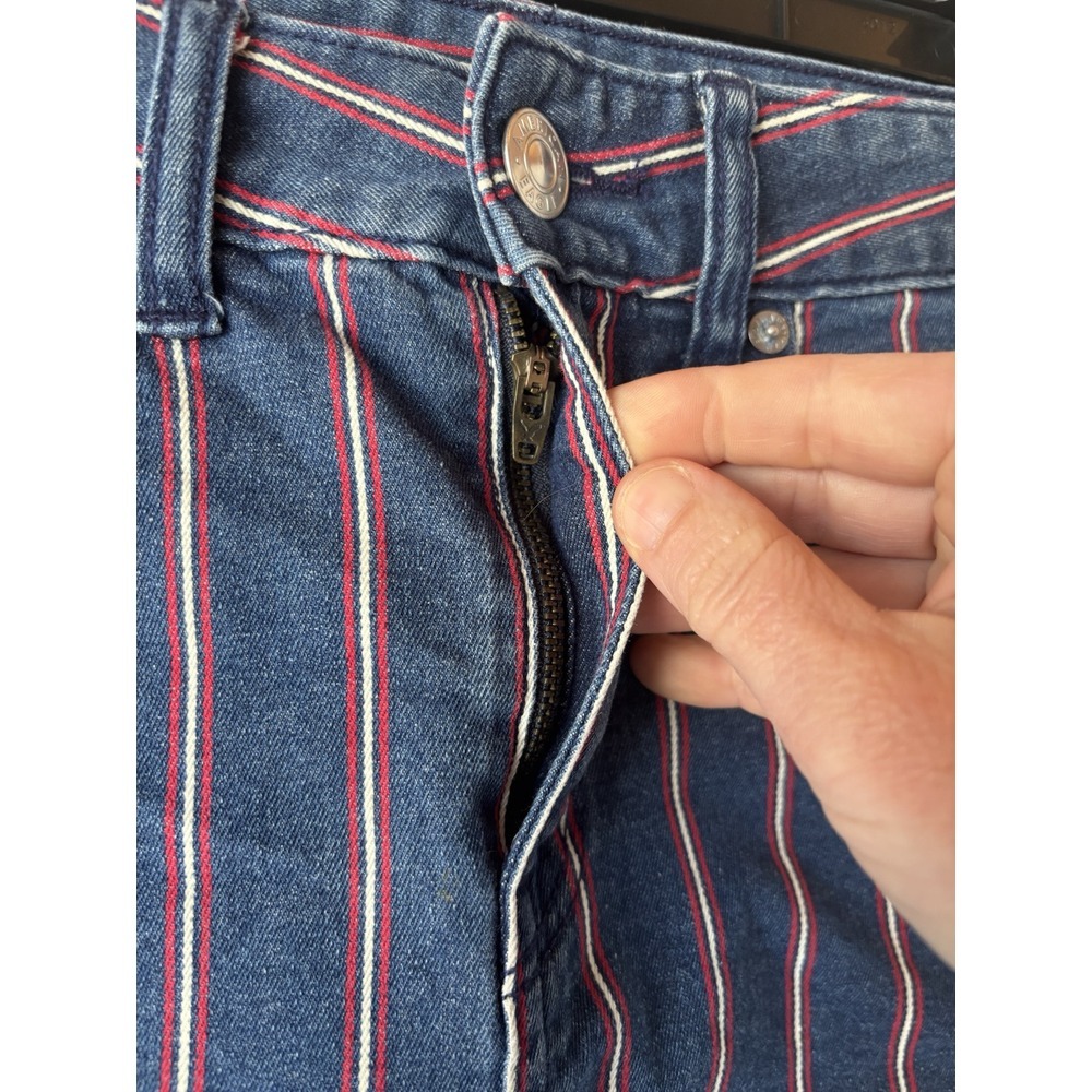 American Eagle Red White & Blue Striped Hi Rise Women's Size 0 Denim Mini Skirt - Picture 6 of 10